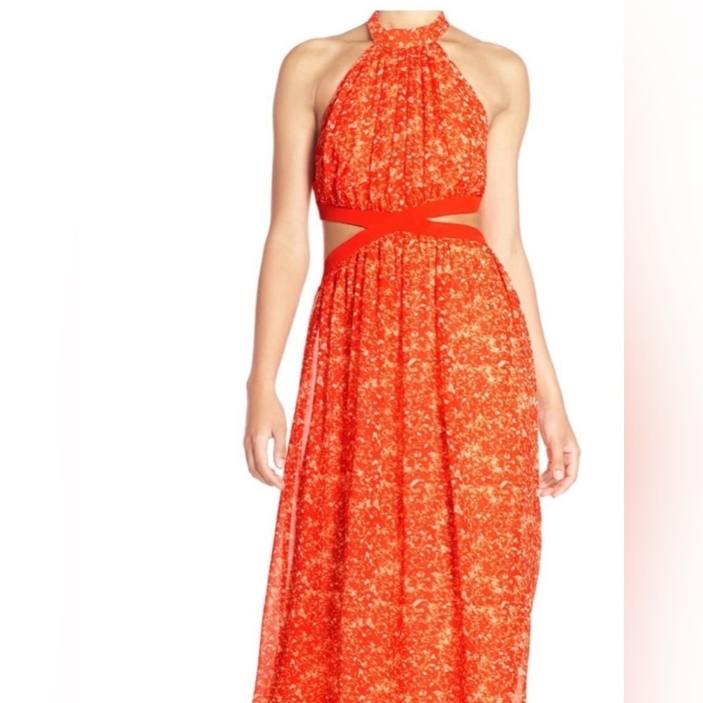 JAYGODFREY Red Halter Maxi Dress